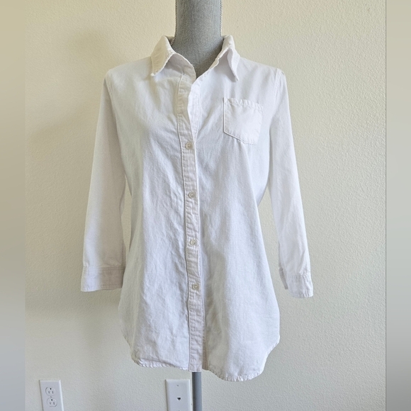 Elizabeth and James Zip Back Cohen 100% cotton White Shirt size Large - Picture 4 of 16